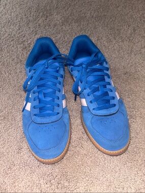 adidas Royal Blue Suede Low-Top Sneakers with White Stripes